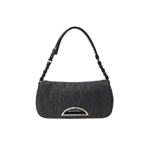 Christian Dior Marispearl Shoulder Bag Black Gray Logo Canvas